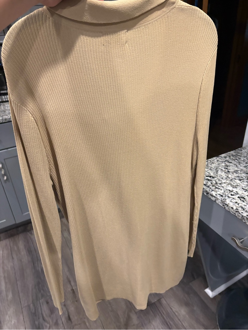 The Drop Ribbed Button-Up Cardigan in Camel - Picture 7 of 7